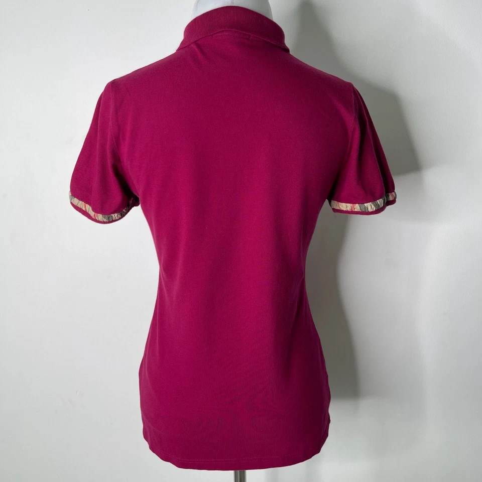 Camisa de algodón Burberry Brit rosa con botones manga corta para mujer talla pequeña Foto 4 de 4