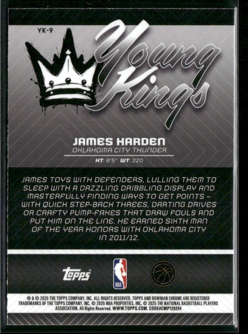 2025-26 Bowman Chrome James Harden #YK-9 Insert Young Kings