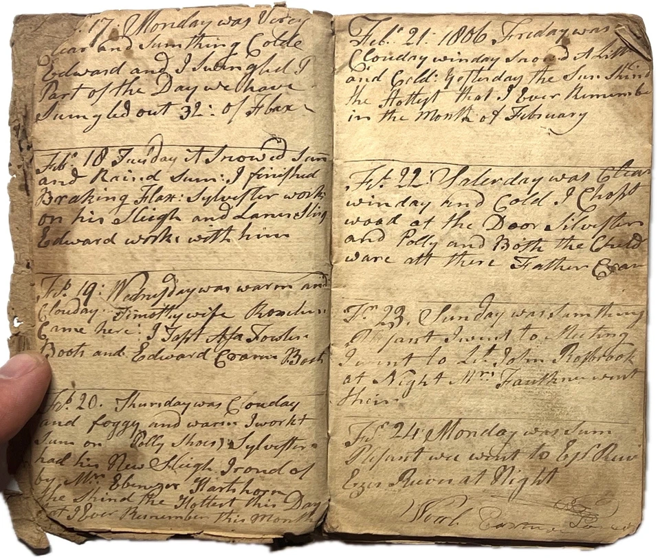1806 NEW ENGLAND FARM DAYBOOK WEATHER DIARY CRAM GUILDHALL PORTSMOUTH MAINE 1807 - Image 4 of 4