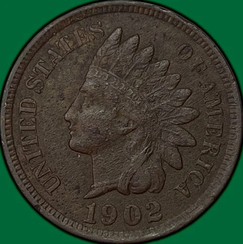 1902 Indian Head Cent Extremely Fine XF Coin, Corrosion #38105