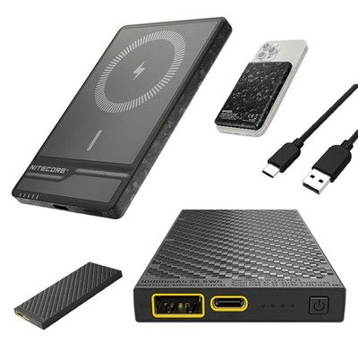 Nitecore NW5000 Carbon Fiber Magnetic Wireless Power Bank w/ NB10000 10,000mAh U