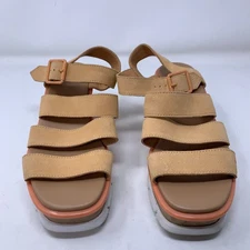 Sorel Joanie III NL4673-877 Womens Size 9 Brown Suede Ankle Strap Wedge Sandals