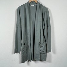 Pact Organic Cotton Airplane Wrap Cardigan Sage Green Open Front Women's Sz M/L