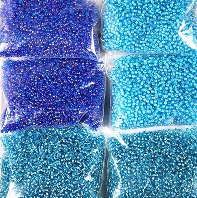 250g Bulk MIYUKI 15/0 Round Japanese Glass Seed Beads 1.5mm Blue Shades Assorted