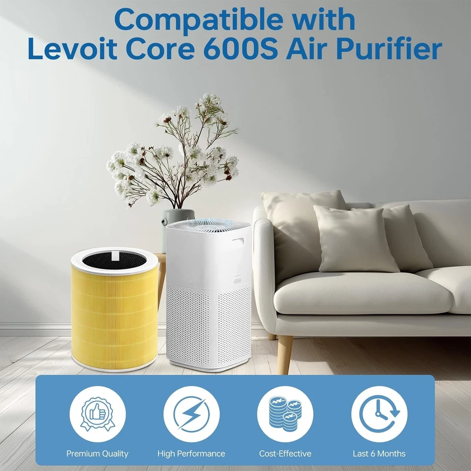 Filtro de repuesto Core 600S compatible con Levoit Core 600S, 3 en 1 de alto rendimiento Foto 2 de 4