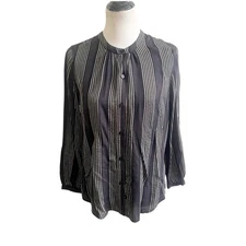 Rails Elouise Segrada Stripe Button Down Blouse Black White Size Small NWT