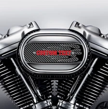 Custom Text Carbon Fiber Flames Air Cleaner Insert Replaces Stock Harley Insert