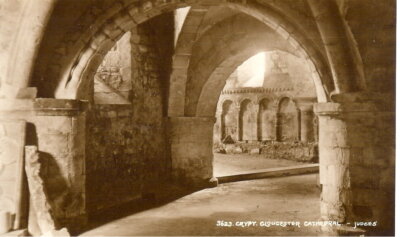 Krypta, Gloucester Cathedral - Echtfoto - unbespielt 1920er Jahre - Richter #3623