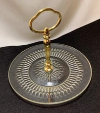 Jeannette Anniversary Clear Bread & Butter Plate or Tidbit Tray Top of 2 Tier