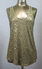 Express Brown Sequin Tank Top Women Size M Chest 33 Dreamweight Cotton 225-26238