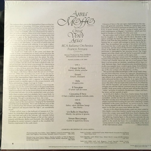 ANNA MOFFO Great Verdi Arias RCA Italiana Orch Ferrara NEW Sealed Lp RECORD - Picture 2 of 2