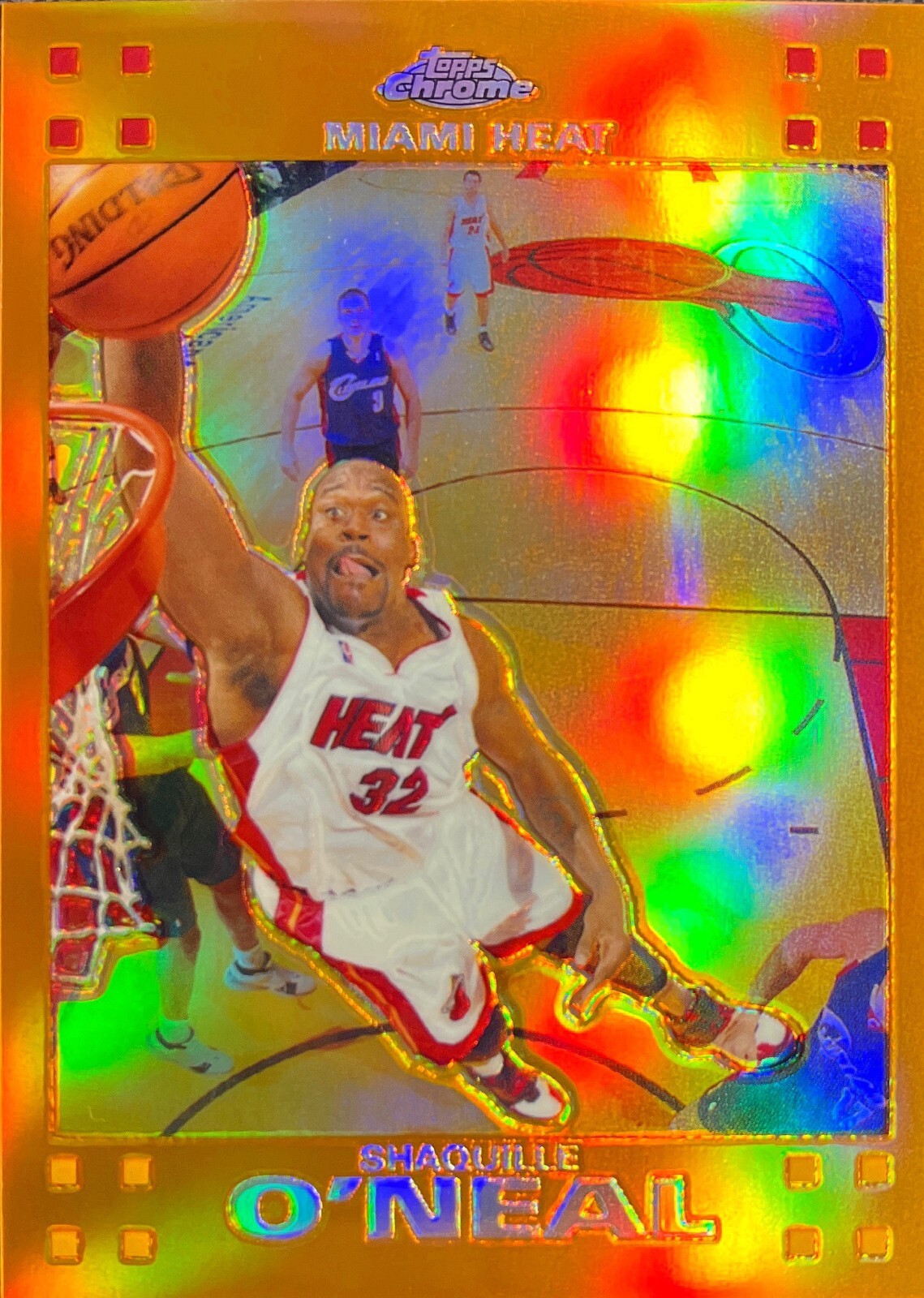 Shaquille O'Neal Topps Chrome 07-08 Orange Refractor #'d 145/199 Miami Heat