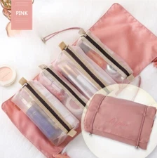 4-in-1 Foldable Makeup Organizer Bag – Hanging Cosmetic Pouch Travel Set