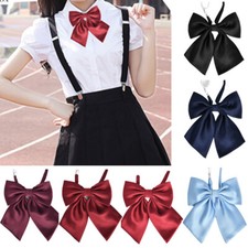 Women Girls Adjustable Casual Solid Stripe Necktie School Wedding Party Bowtie