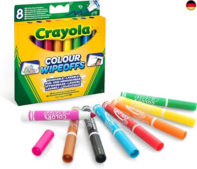 CRAYOLA - Abwaschbare Whiteboard-Marker, 8 Farben, dicke konische Spitze,