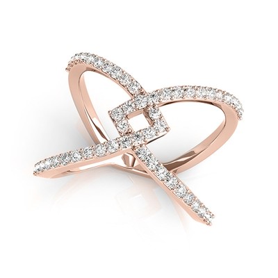 1/2 Karat Lab-gezüchteter modischer Diamantring in 10 K Gelb-, Rosé-, Weißgold für sie