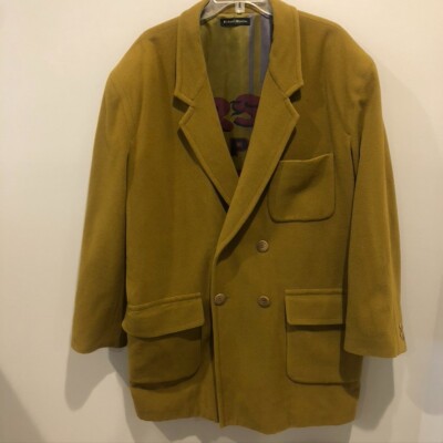 Michael Winston Men's Wool/Cashmere Olive-Camel Coat Sz XL (E1814)