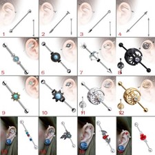 Industrial Scaffold Piercing Ball Barbell Ear Bar Surgical Steel Earrings 14g