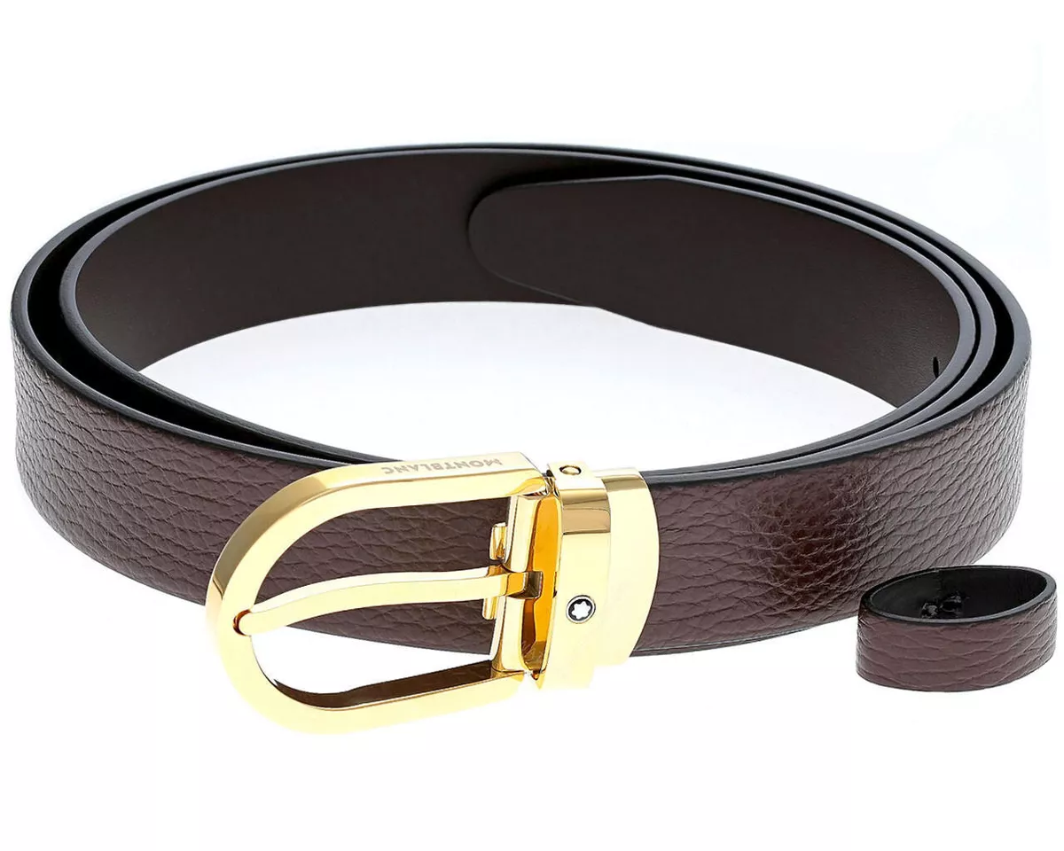 Horseshoe buckle brown 35 mm leather belt