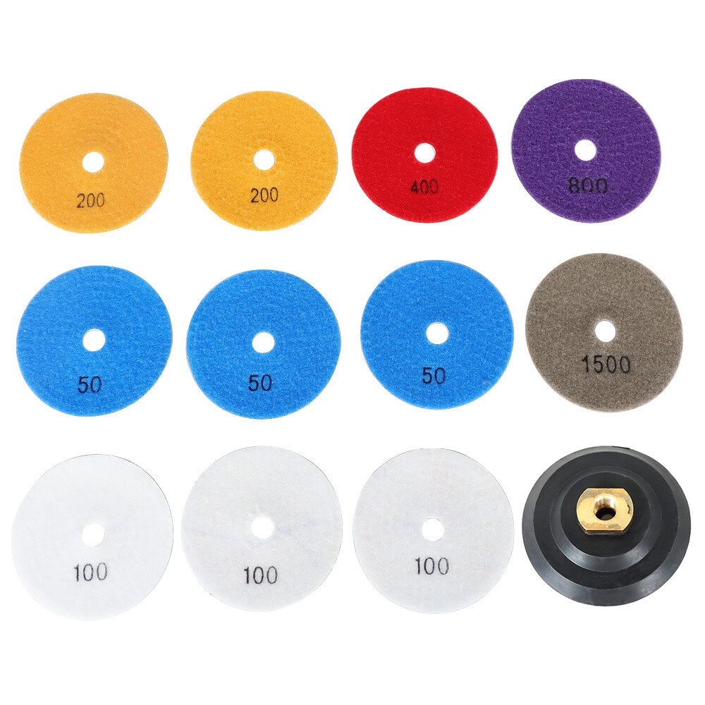 12 PCS Diamond Polishing Pads Wet Dry 4 Inch Set Kit For Granite Concrete Marble