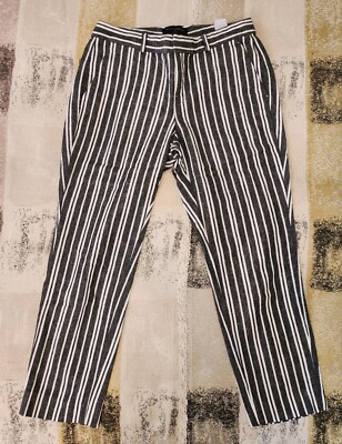 Banana Republic Pants Womens Linen Navy White Striped Avery Fit