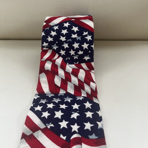 Beans mcgee mens necktie American flag 100% cotton Patriotic - Picture 3 of 5