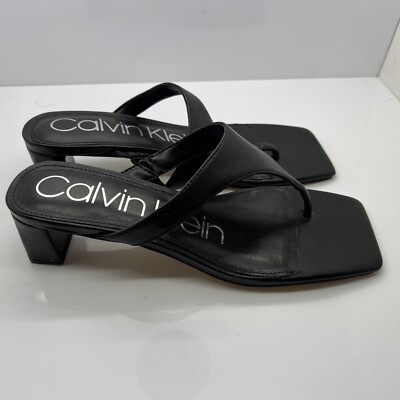 Calvin Klein Womens Jerell Black Block Heels Shoes 6.5 Medium (B,M) BHFO 2052