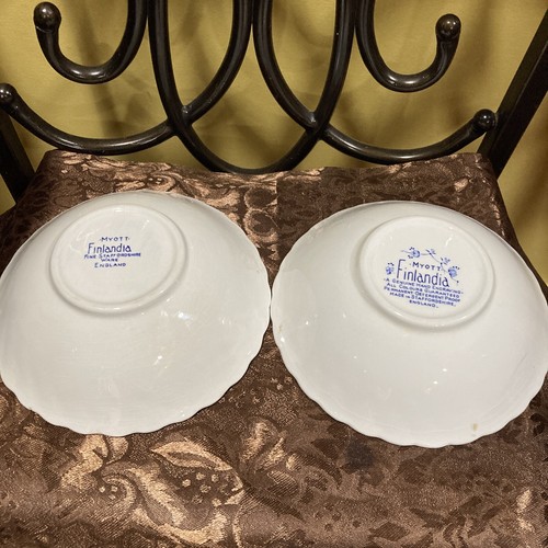 Set of 2 Vintage Myott Staffordshire Finlandia 6-3/8" Swirl Cereal Bowls - Picture 11 of 13