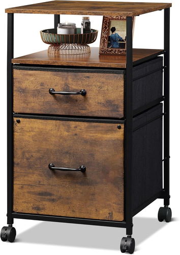 2 Drawer Mobile File Cabinet, Rolling Printer Stand with Open Storage Shelf,, - Picture 12 of 12
