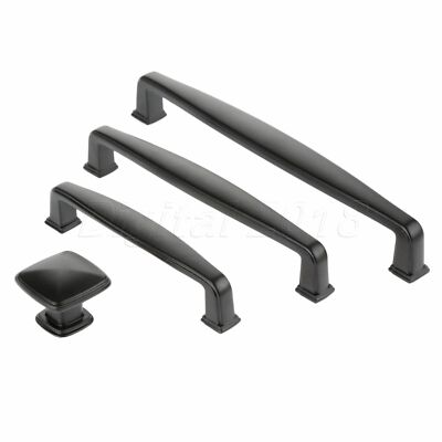 Simple Fashion Zinc Alloy Pull Handles Cupboard Door Cabinet Knobs Matt Black