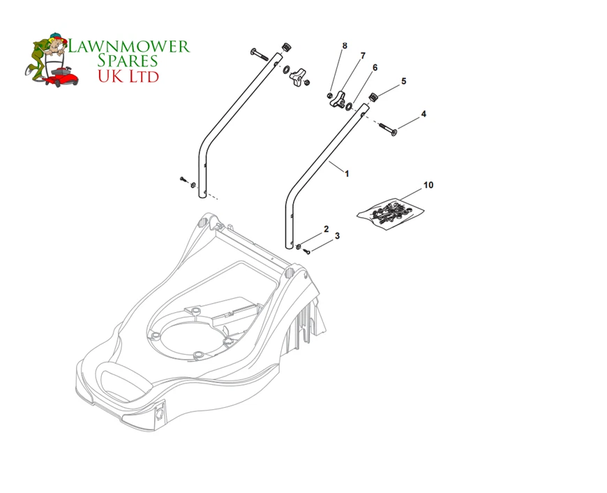 MOUNTFIELD HP414 PETROL LAWNMOWER LOWER HANDLE ASSEMBLY PARTS