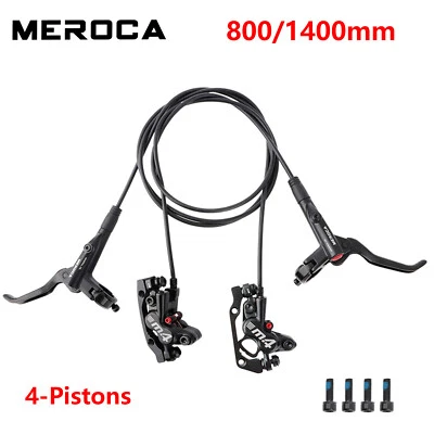 MEROCA 4-Piston MTB Bike Hydraulic Disc Brakes Lever Set Front/Rear 800/1400mm - Image 1 of 4