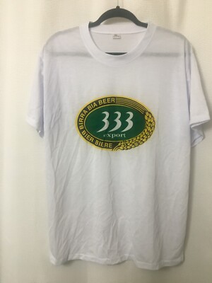 333 Export Beer White T SHIRT Bia Biere Birra - Fits Size US Large Chest 44'' MN1