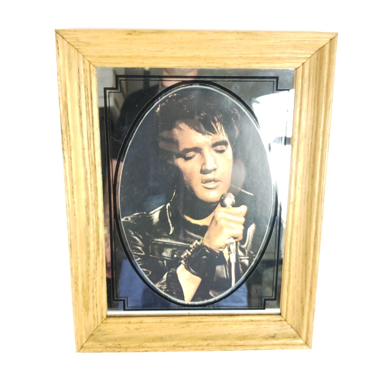 RARE ELVIS PRESLEY Picture Wood Plaque Wall Stamford Mirror 14 x