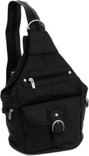 Womens Leather Convertible 7 Pocket Medium Size Tear Drop Sling Backpack... 