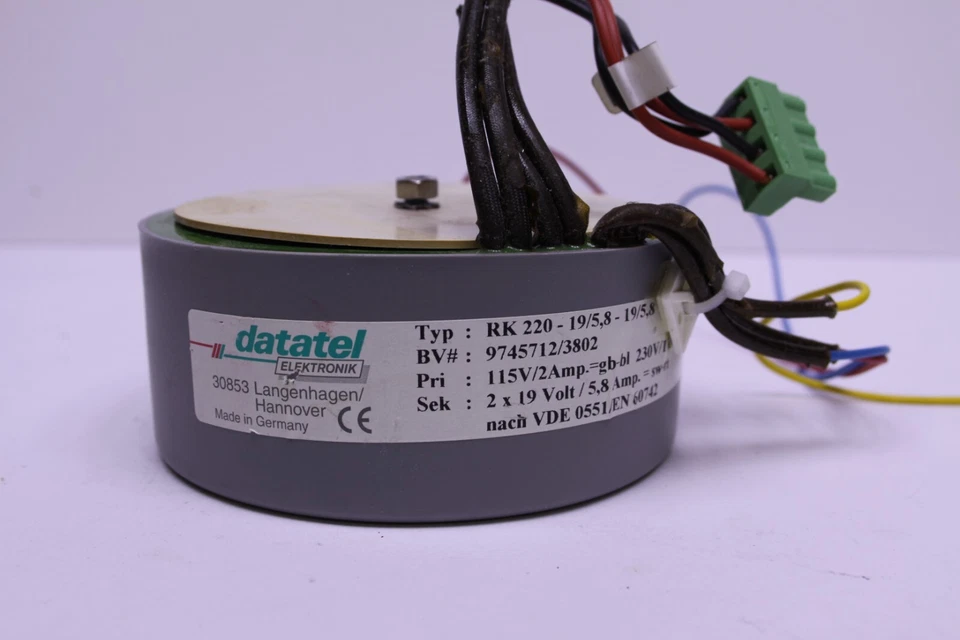 Datatel Elektronik RK220-19/5.8-19/5.8 Toroidal Transformer 115/230vin 2x19vout - Image 2 of 4