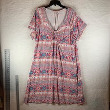 Fresh Produce Women's Short Sleeve Stamped Geometric Print Jersey Dress Size 1X