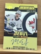 Michael Eyssimont 2022-23 Credentials Debut Ticket Access Auto Yellow /125
