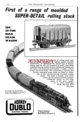 1958 Hornby Dublo ANZEIGE ''20-Ton Bulk Grain Wagon'' Vintage Print Ad 701/58