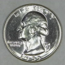 ***VINTAGE AMERICAN SILVER COIN***1955 Washington Quarter BU GEM Y724