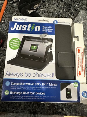 Jut-in Rechargeable Power Case Universal Design for 8-9''-10.1'' Tablets Ipad new