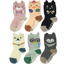 Wrapables Peek A Boo Animal Non-Skid Toddler Socks, Zoo Animals (Large)