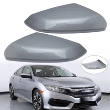 Left+Right Side View Mirror Cover Cap W/Clip For Honda Civic 2016 2017-2021 Grey