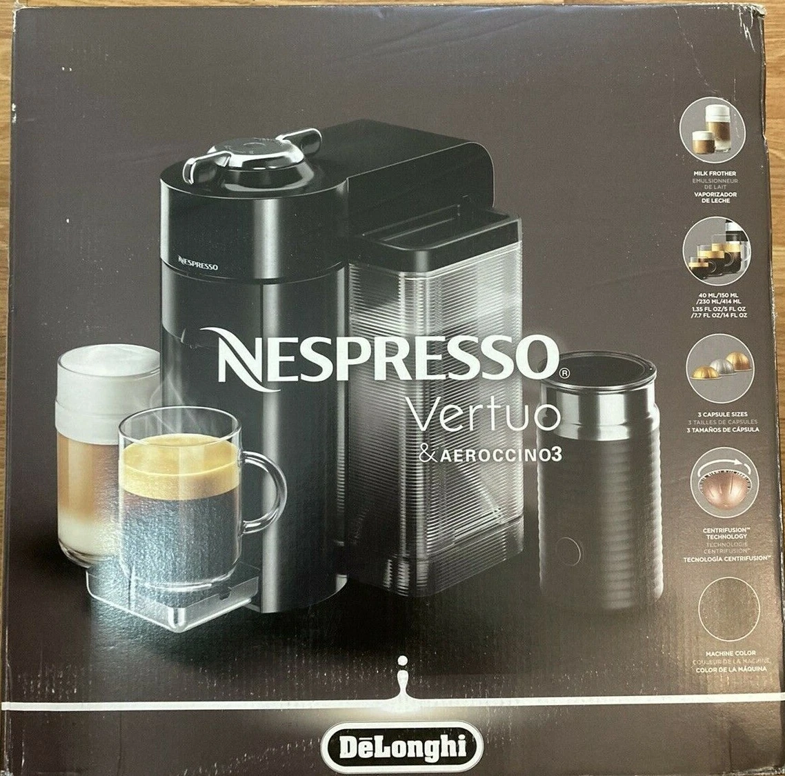 Nespresso Vertuo Aeroccino 3 Coffee & Espresso Machine by De'Longhi Milk  Frother