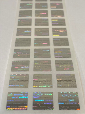 100 BRIGHT SILVER TAMPER EVIDENT VOID HOLOGRAM SECURITY LABELS - .50 INCH SQUARE