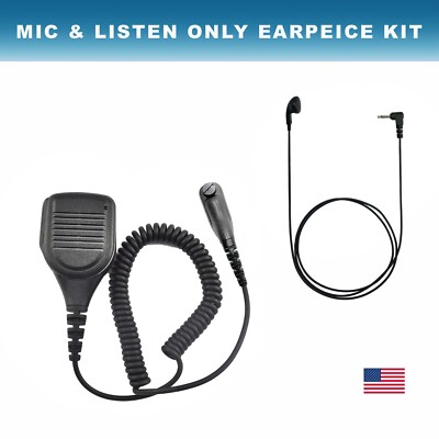 Speaker Mic with 3.5mm listen only Earbud Earpiece for Motorola MTP850s, XPR7580