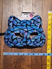 Kitty Cat BLUE Masquerade Half Face Mask w/ Whiskers Ears Allover Sequins