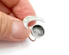 Crescent Moon Silver Ring Blank Base Bezel Settings Cabochon Base Mountings