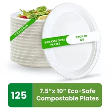 FPN Disposable Oval Plates for Party Eco-Friendly Microwave-safe Small & Large