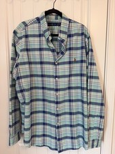 Ralph Lauren Men s XXL Tall Plaid Button Down Shirt Mint Blue Pony Big Tall